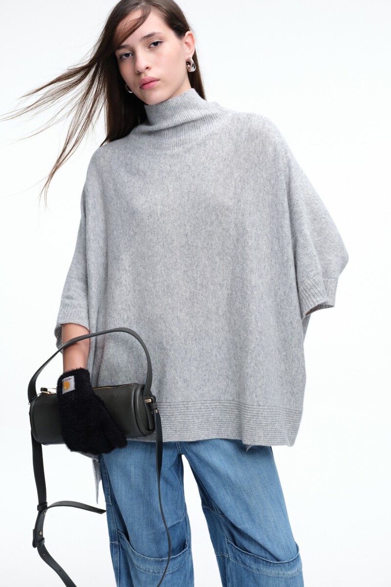 PONCHO TEJIDO Gris