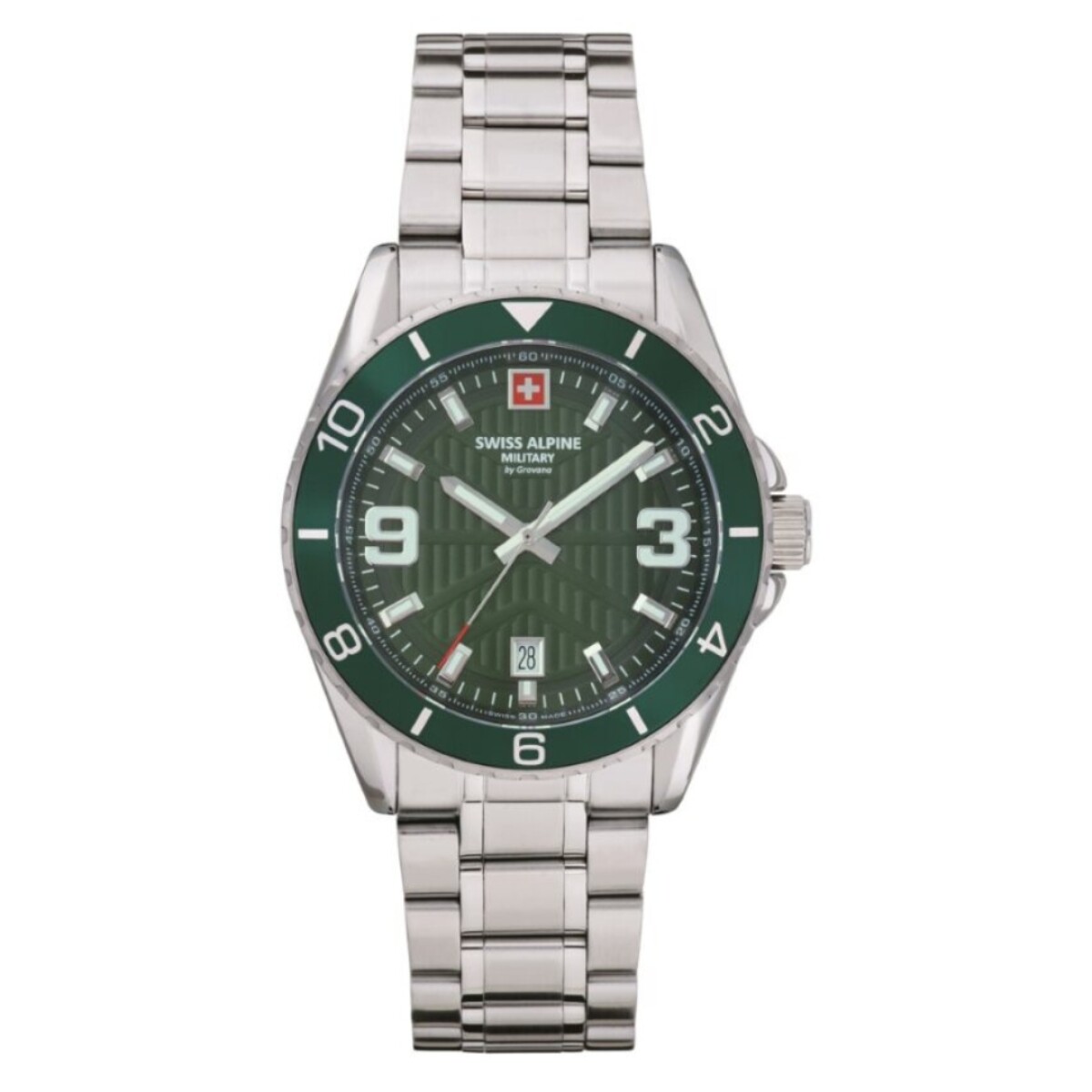 Reloj Swiss Alpine Military Sentinel 7073.1134 para Hombre con Malla de Acero - Verde 