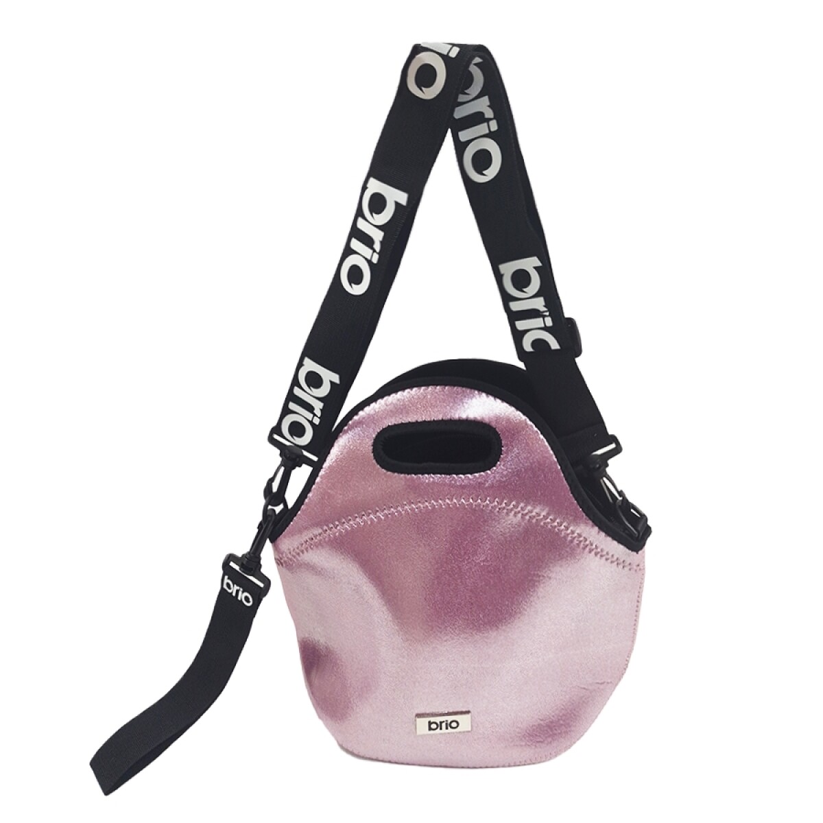 Lunchera Neopreno brio big bro Metalizada Con Correa Ajustable - Rosa metalizada y negra 
