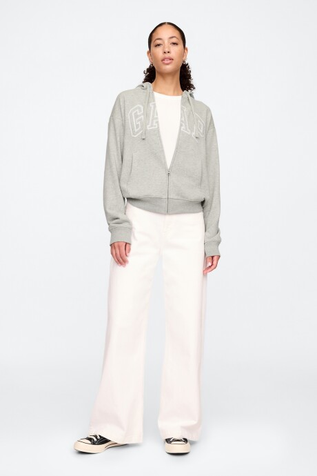 Canguro Con Cierre Logo Gap Sin Felpa Mujer Light Grey