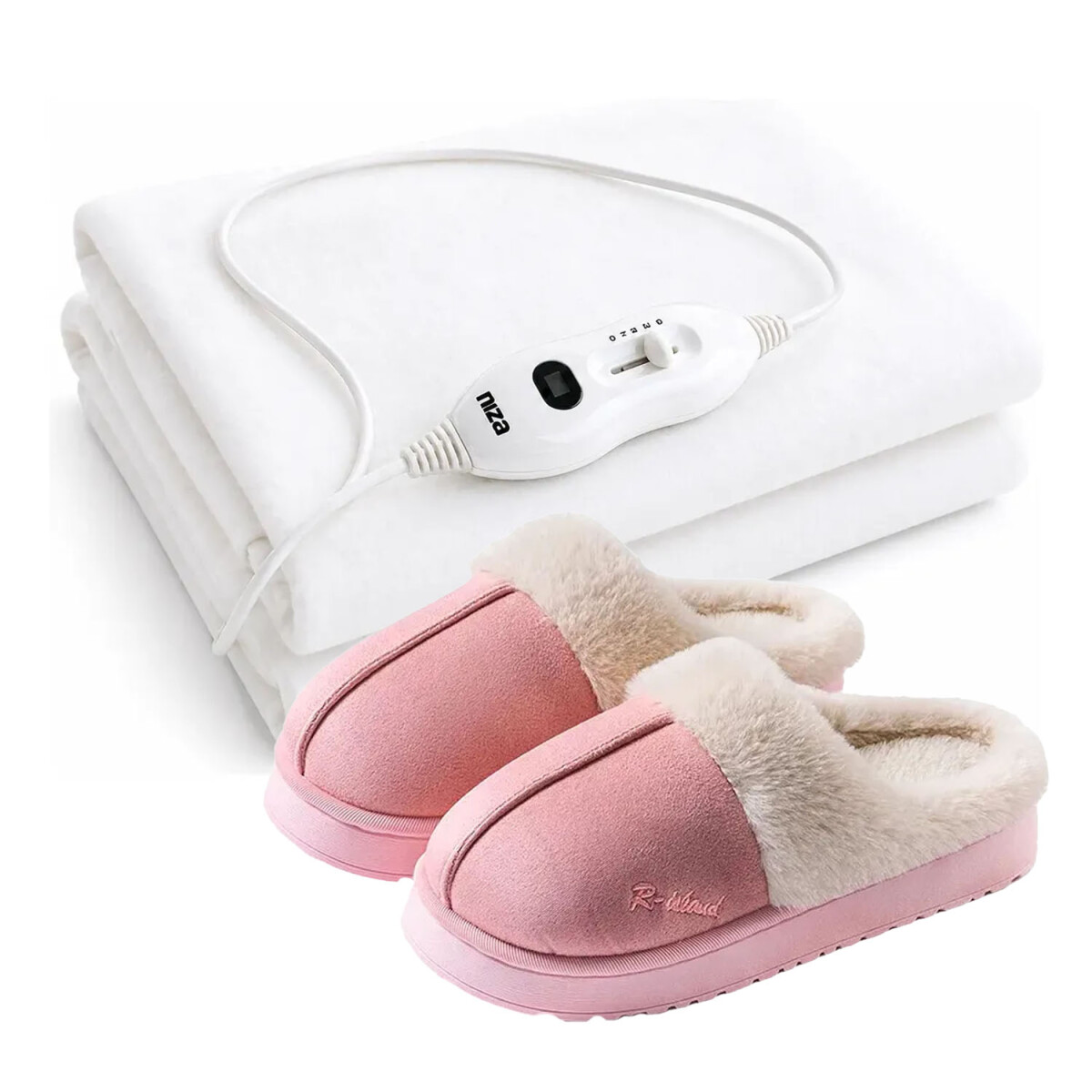 Set Invierno Pantuflas Gamuza Corderito + Calienta Cama 1Pza - Rosa 