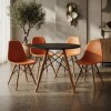 Juego de comedor Con Mesa Circular de 80cm + 4 Sillas Eames Naranja/Negro