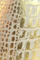 Matera de Cuero Combinado Grabado – Con Compartimento Interno Croco beige y dorado