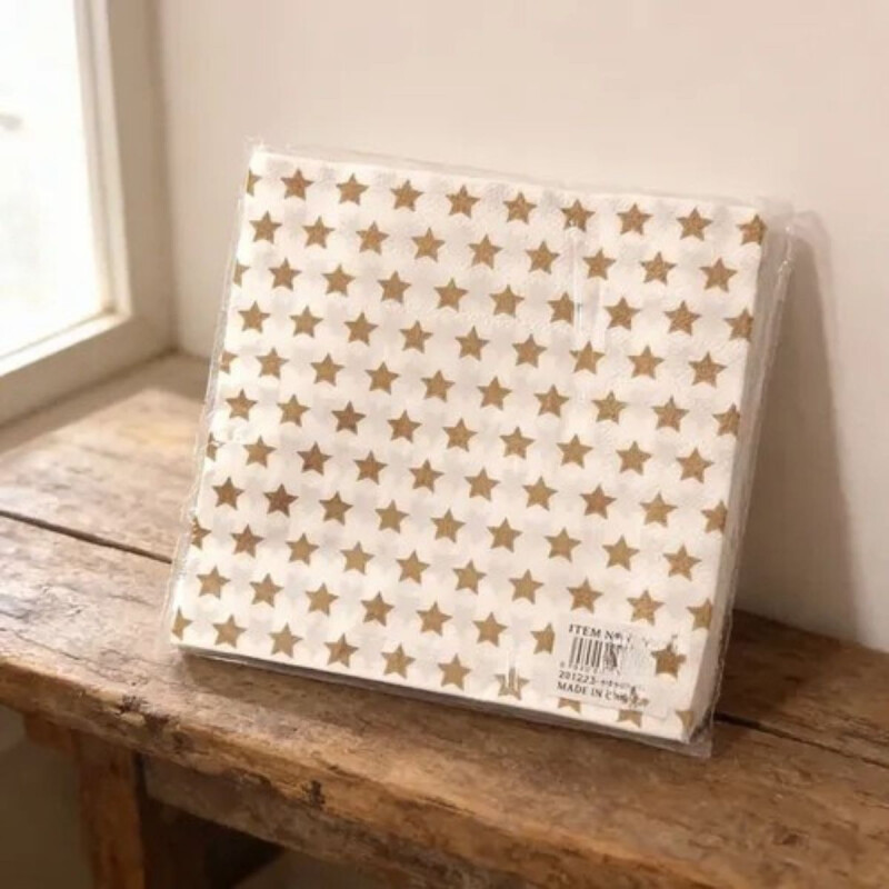 Servilleta Diseño Estrellas Dorado