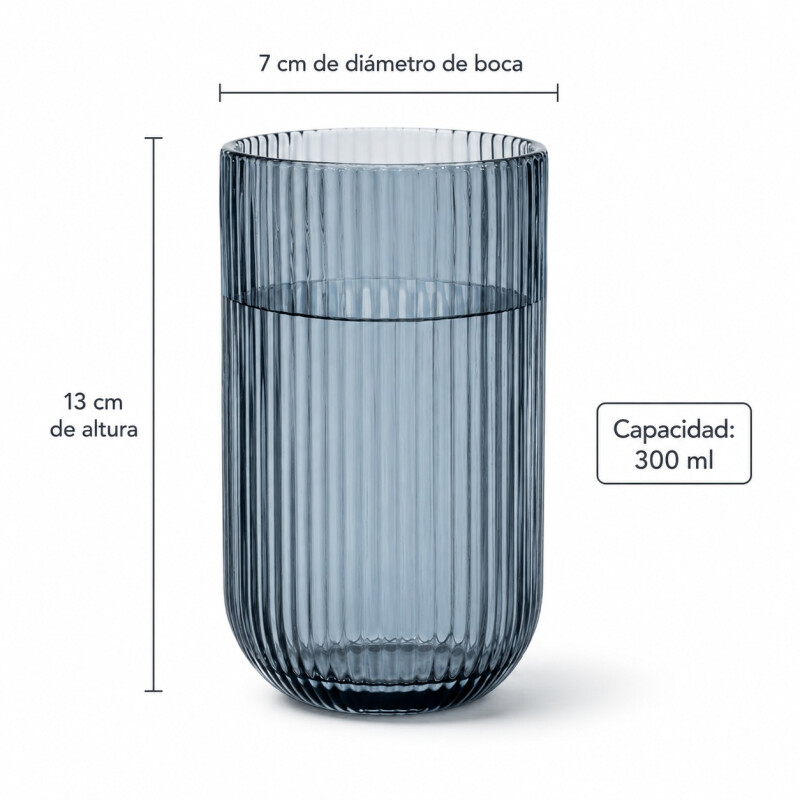 Jarra Line 1 Litro y 6 Vasos 300 ml Set Vidrio Azul