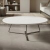 MESA DE CENTRO REDONDA - MADERA COLOR BLANCO Y PIE EN METAL GRAFITO - 90cms MESA DE CENTRO REDONDA - MADERA COLOR BLANCO Y PIE EN METAL GRAFITO - 90cms