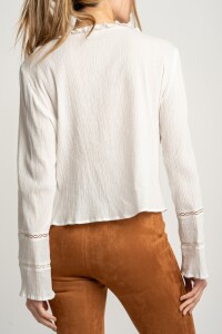 Blusa Encajes Algodón Nácar