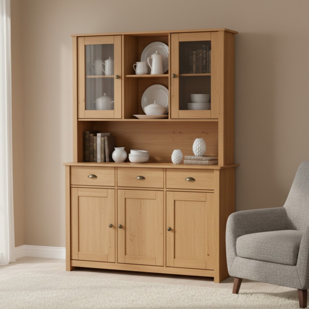 Cristalero - 5 Puertas - 3 Cajones - Línea Colonial Freijo