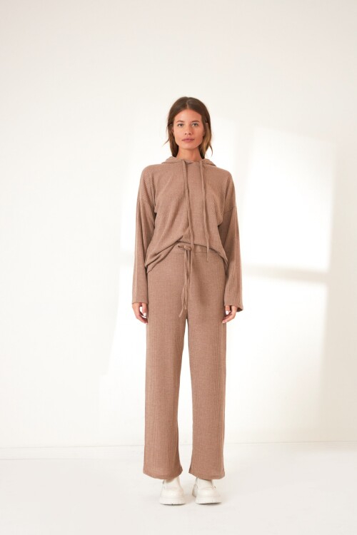 Conjunto relax ribbed beige