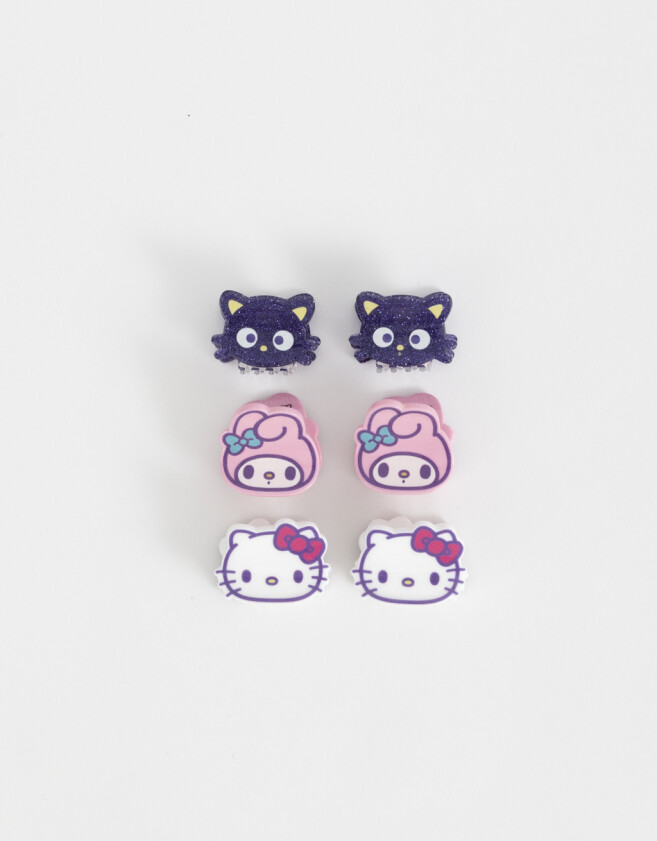 Hebillas Infantiles Set De Broches "hello Kitty" - Combinacion Multicolor