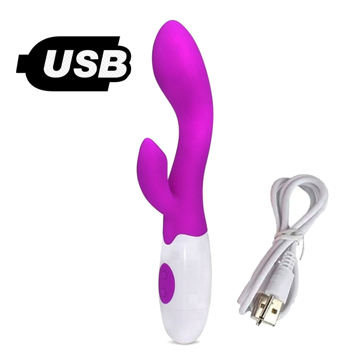 Vibrador Con Doble Estímulo Desing Curvo Recargable USB - Fucsia 