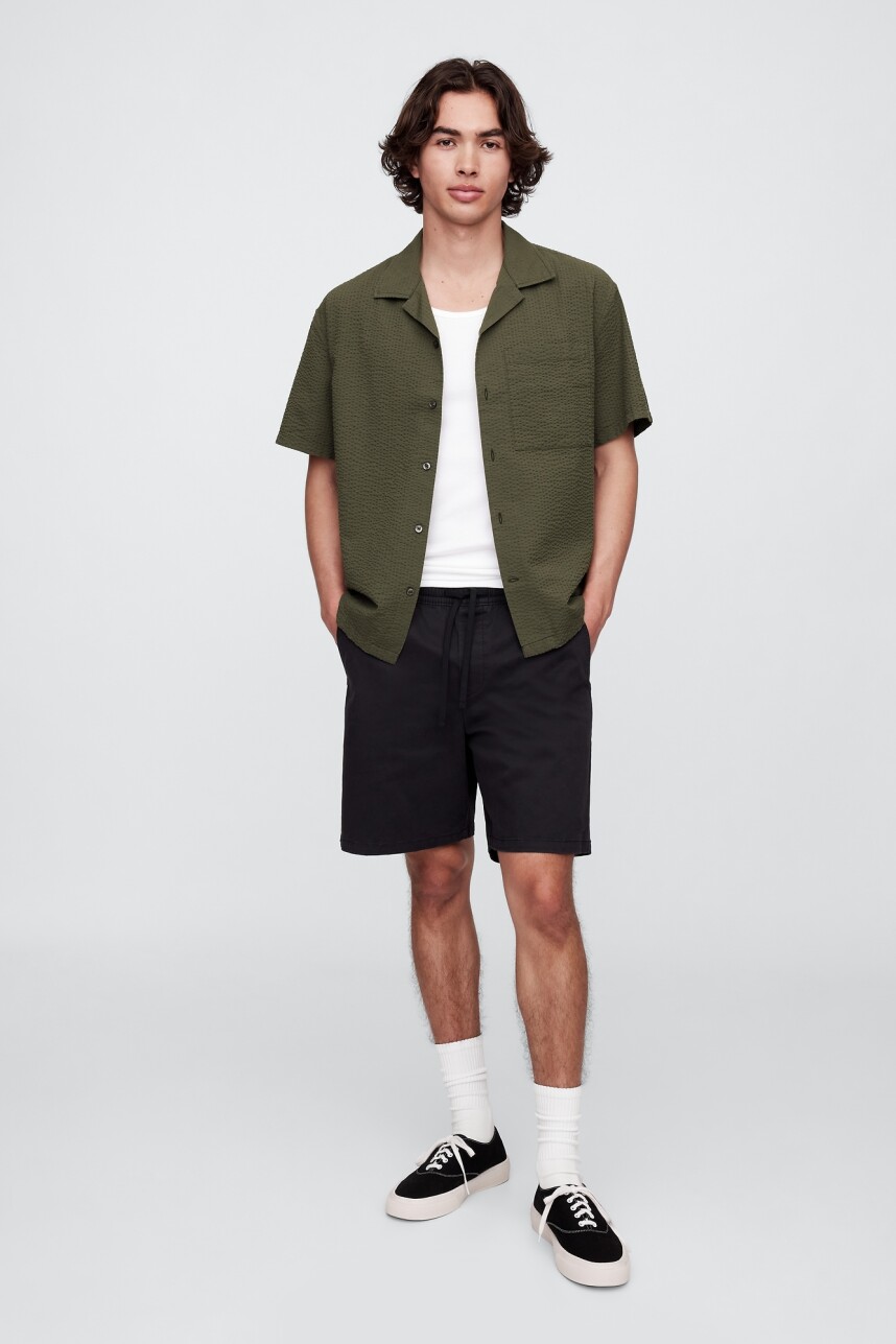 Camisa Manga Cora Seersucker Hombre Army Jacket Green