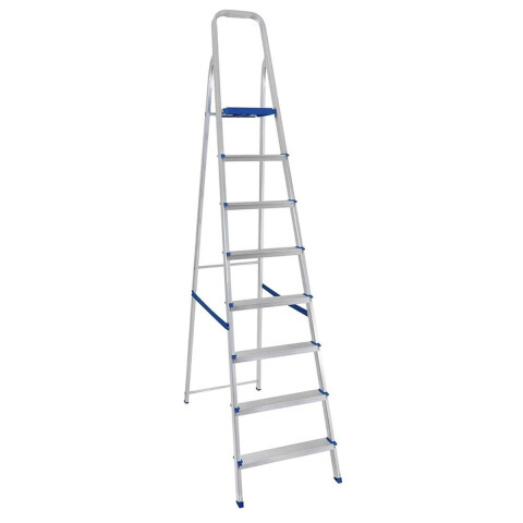 Escalera de aluminio tijera Mor 5106 plateado/azul Escalera De Aluminio Tijera Mor 5106 Plateado/azul
