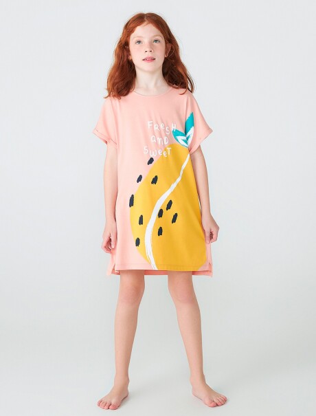 VESTIDO INFANTIL CON ESTAMPA ROSADO