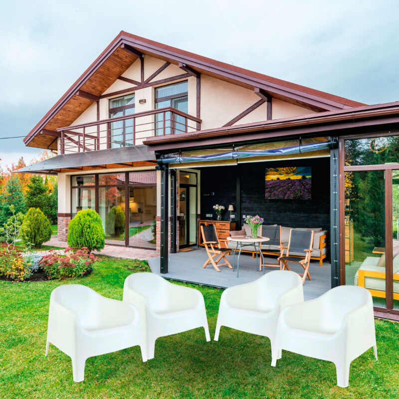 Set de 4 Sillas de jardin exterior Fragata Blanco Set de 4 Sillas de jardin exterior Fragata Blanco