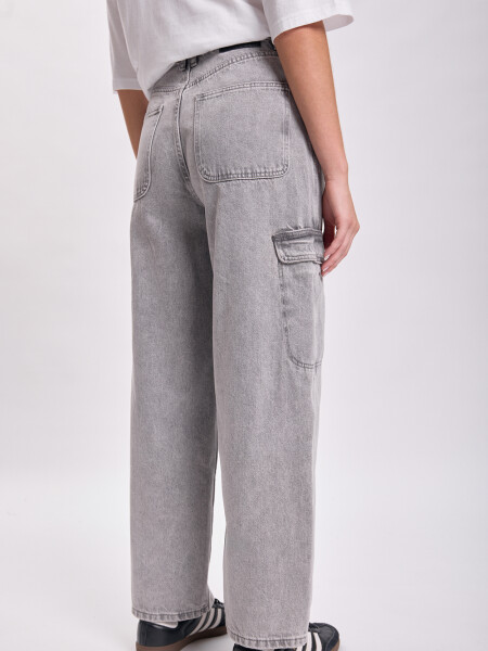 Pantalón jean cargo Gris