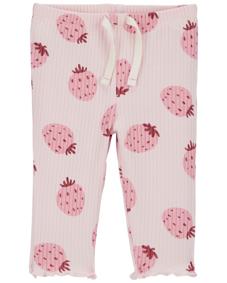 Pantalón de algodón acanalado, diseño frutillas 