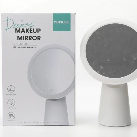 ESPEJO DE MAQUILLAJE DE ESCRITORIO CON LUZ LED (REDONDO/BLANCO) ESPEJO DE MAQUILLAJE DE ESCRITORIO CON LUZ LED (REDONDO/BLANCO)