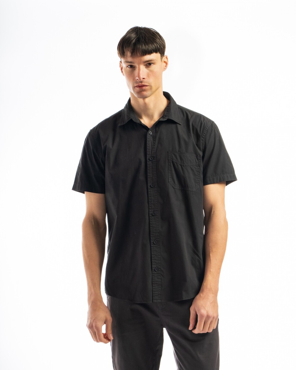 Camisa M/C Algodón C/Bolsillo Barcelona - Negro 
