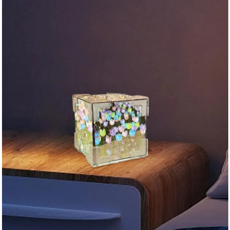 Lámpara De Espejo Cubico Con Forma De Tulipán Blanco