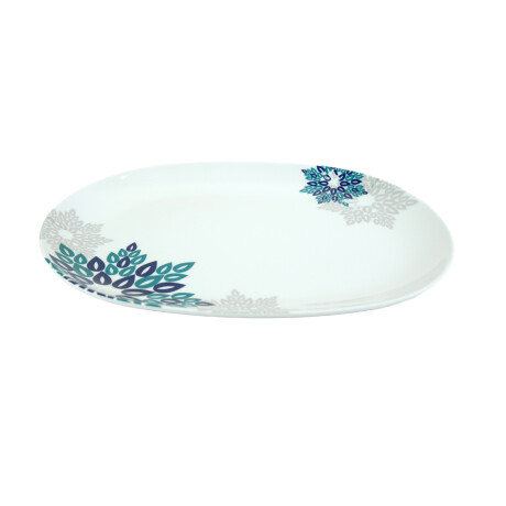 PLATO MELAMINA OVAL LINEA FLORAL AZUL-VERDE 11.5´ 29X21.3X2CM 180GR PLATO MELAMINA OVAL LINEA FLORAL AZUL-VERDE 11.5´ 29X21.3X2CM 180GR