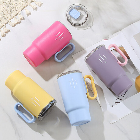 Vaso térmico de acero con tapa y asa - 560ml Violeta