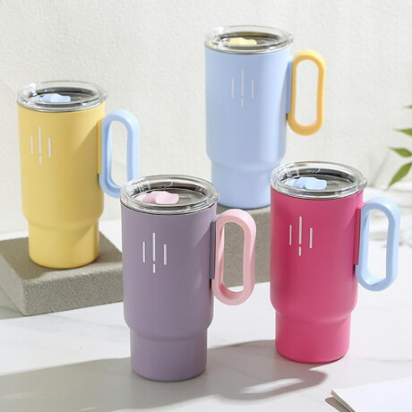Vaso térmico de acero con tapa y asa - 560ml Celeste