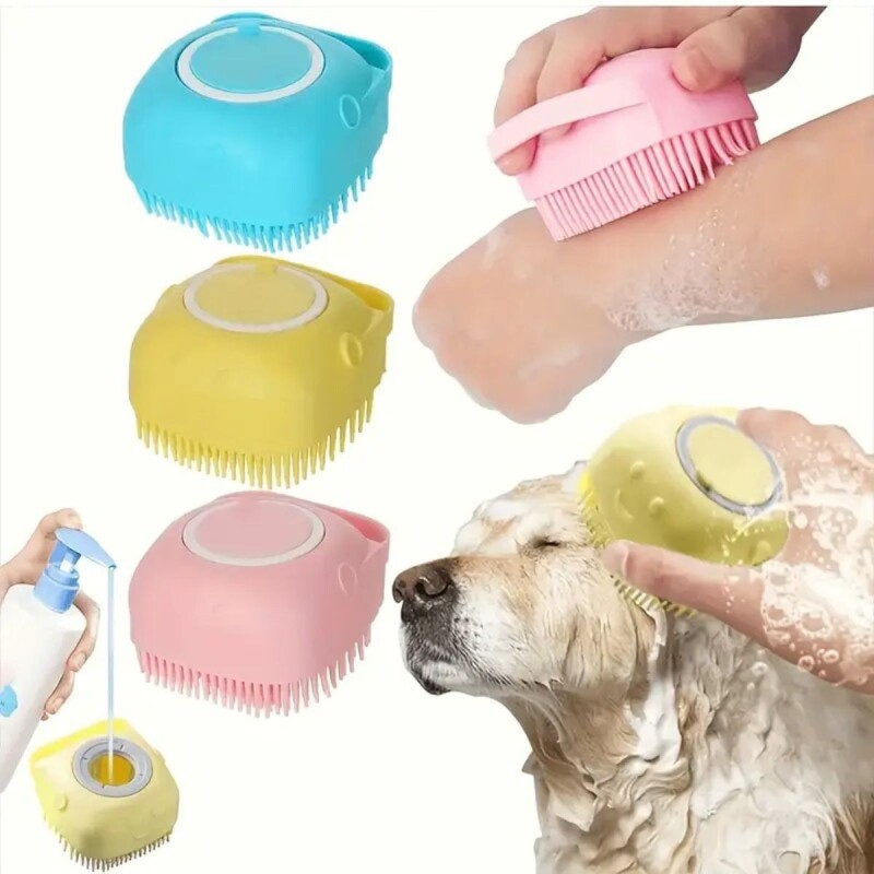 CEPILLO DE SILICONA PARA BAÑO CON DISPENSADOR DE SHAMPOO CEPILLO DE SILICONA PARA BAÑO CON DISPENSADOR DE SHAMPOO
