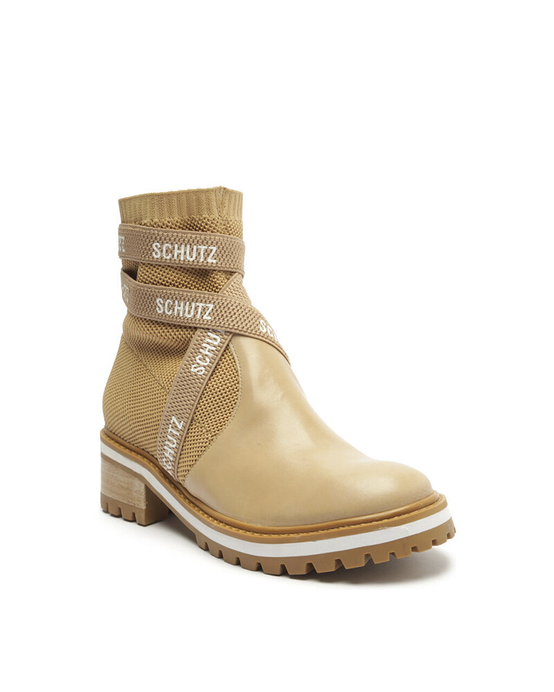 Bota Beige Con Tiras Cruzada U