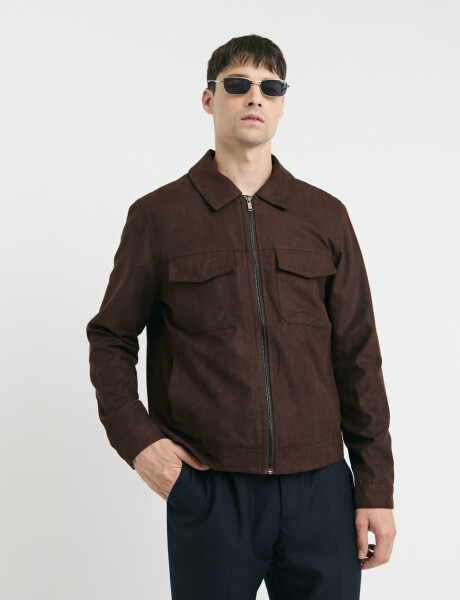 300711 CAMPERA HARRINGTON LABEL Marron Oscuro