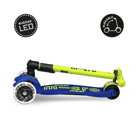 Monopatín Micro Maxi Plegable Neón LED Ajustable con 3 Ruedas Amarillo