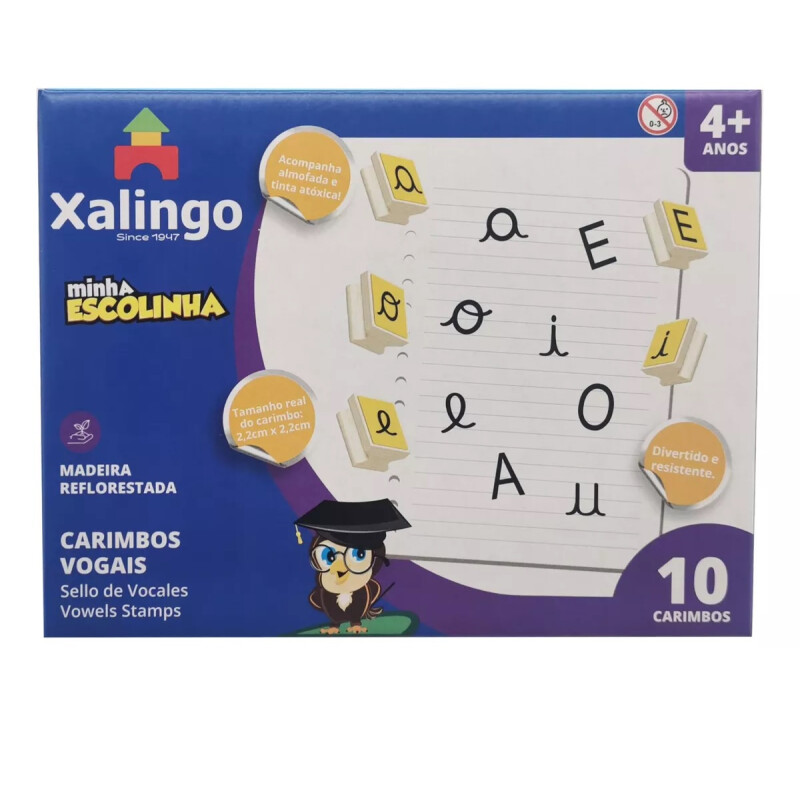 Sellos de letras vocales x10, XALINGO en caja Sellos de letras vocales x10, XALINGO en caja