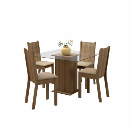 Juego de comedor con mesa de vidrio y 4 sillas rústicas Juego de comedor con mesa de vidrio y 4 sillas rústicas