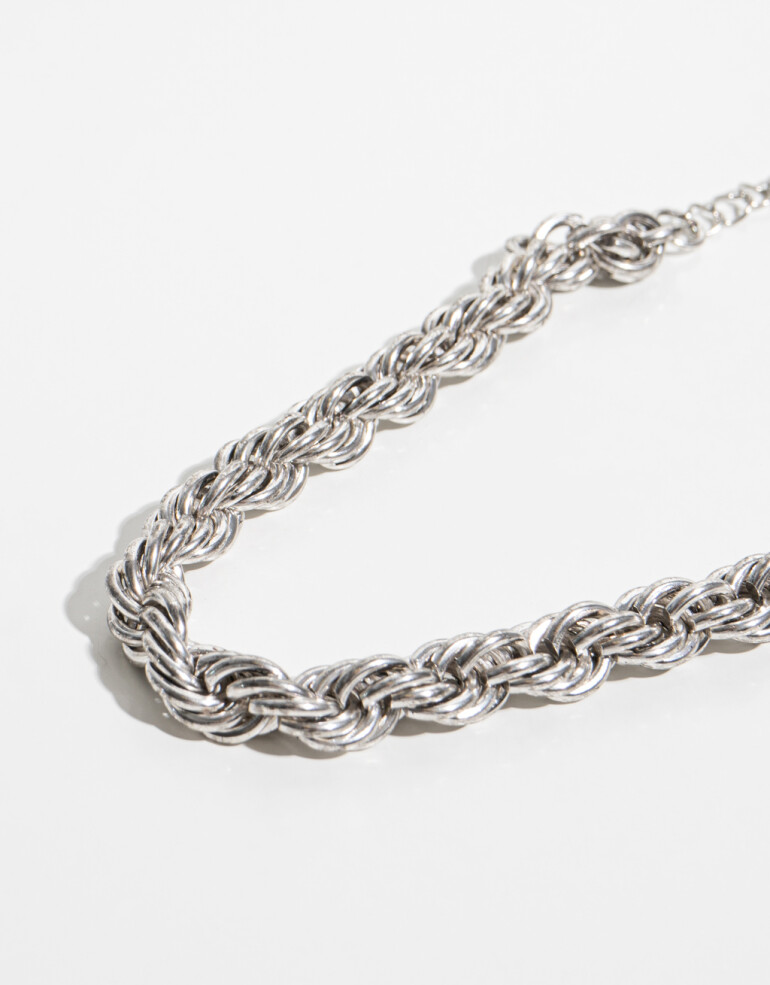 Pulseras Flexibles Metal Pulsera Trenzada - Plateado