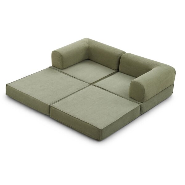 Sofá Sillón Cama ComboHome Teddy Premium 3 Cuerpos Corderoy Verde 1