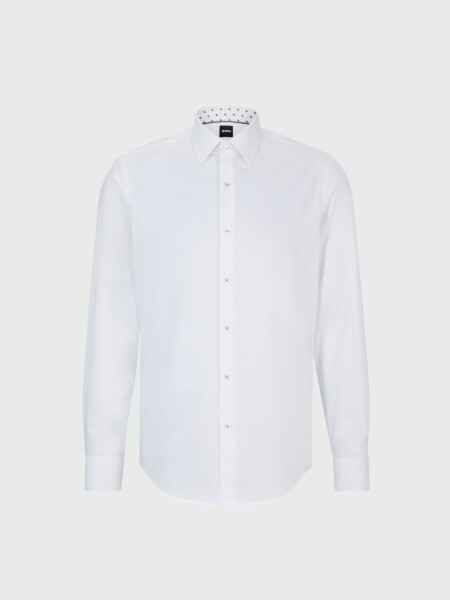 BOSS - Camisa regular fit de algodón de fácil planchado, H-JOE-KENT Blanco