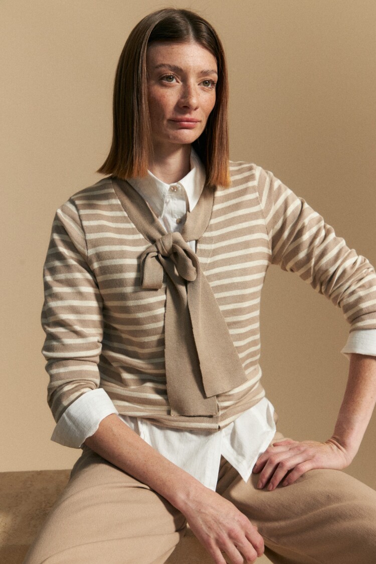 CARDIGAN MANDARINE Beige Oscuro
