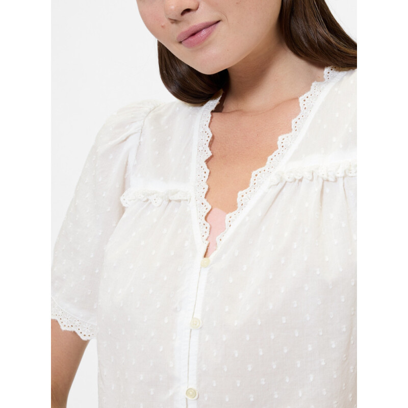 V-SS VNK RUFFLE LACE TOP NEW OFF WHITE