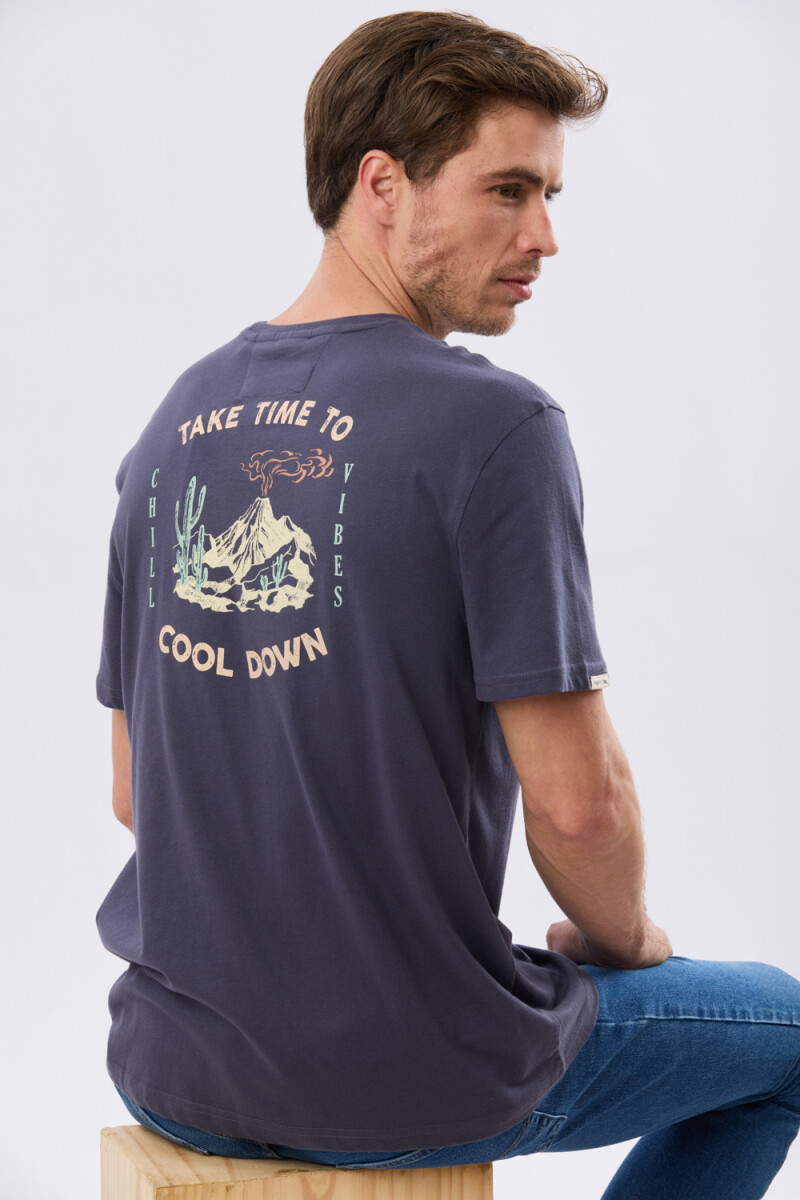 REMERA ESTAMPADA DE ALGODÓN - Azul 