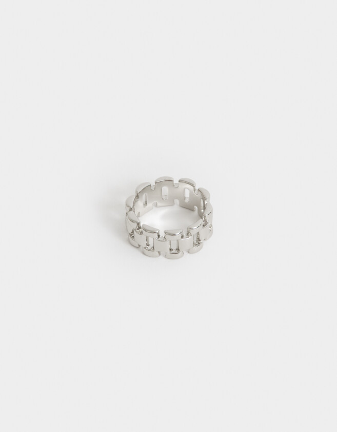 Anillos Medianos y Grandes De metal Anillo De Metal Bold - Plateado