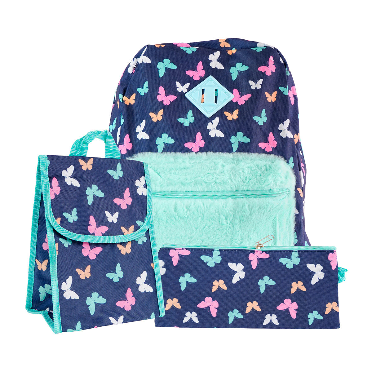 Set de mochila + cartuchera + lunchera 