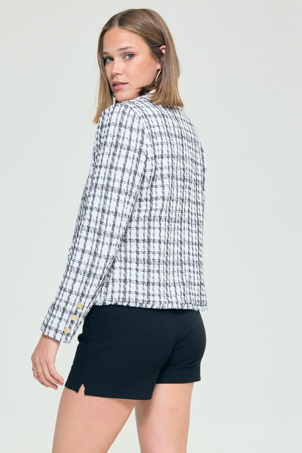 Chaqueta Tweed Crop NEGRO/CRUDO