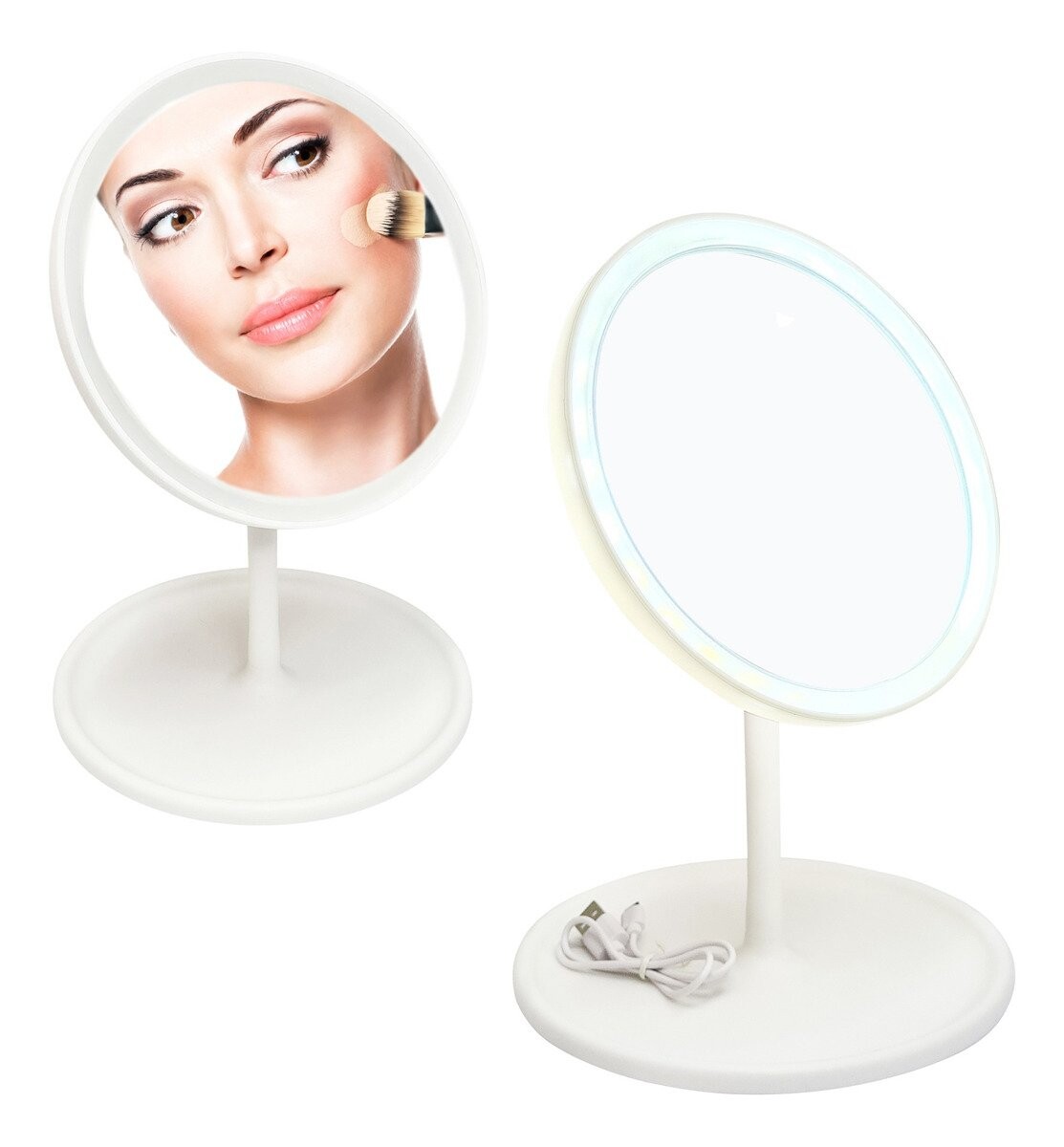Espejo Luz Led Maquillaje Cejas Organizador Recargable Atrix 
