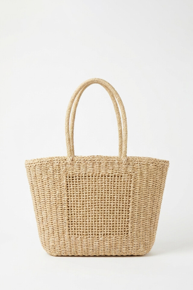 Bolso tejido beige