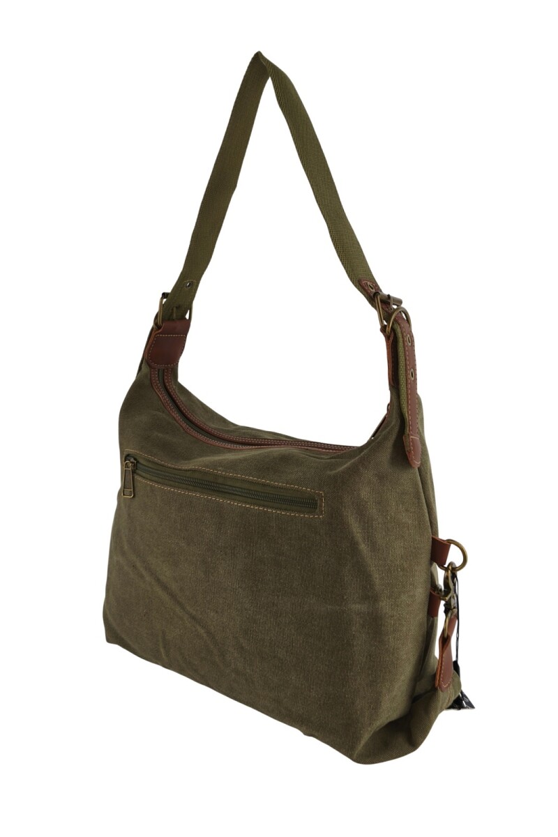 Cartera lona con hebillas verde