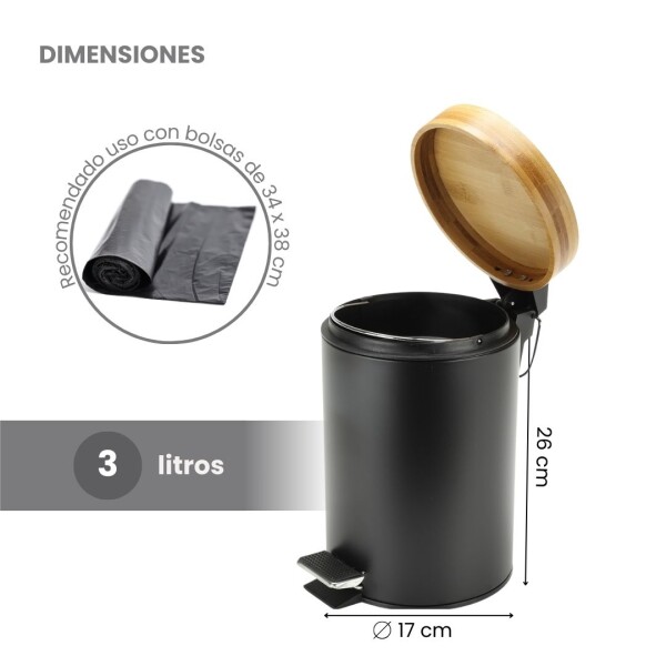 Cesto de basura 3 Litros Tacho Residuos Papelera Extraíble Acero Inoxidable Imback Color Negro Cesto de basura 3 Litros Tacho Residuos Papelera Extraíble Acero Inoxidable Imback Color Negro