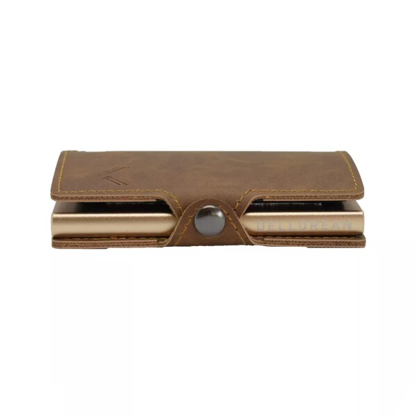 Billetera Tarjetero Dellorean Protección RFID Anticlonación Variante Color Marron Claro
