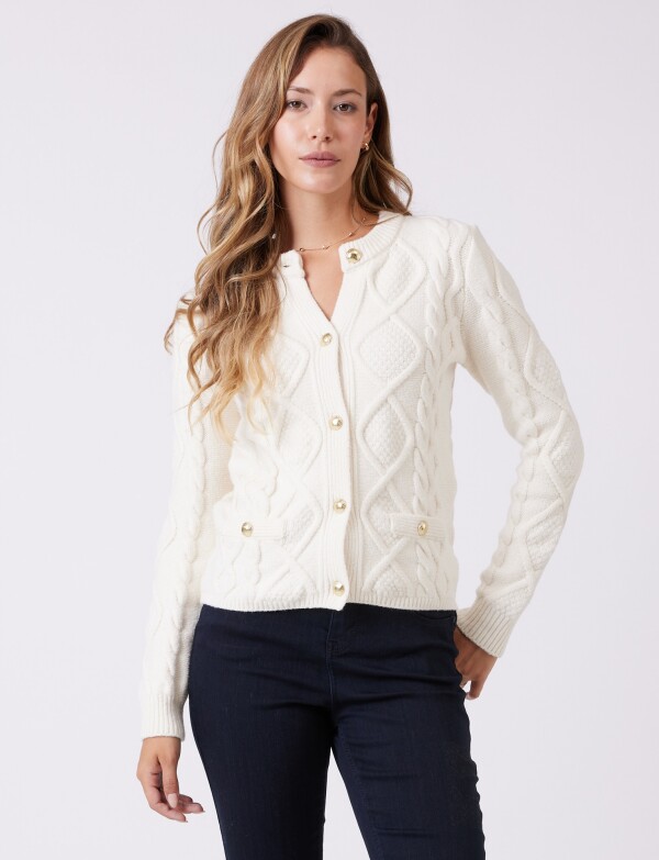 Cardigan Lana Trenza CRUDO