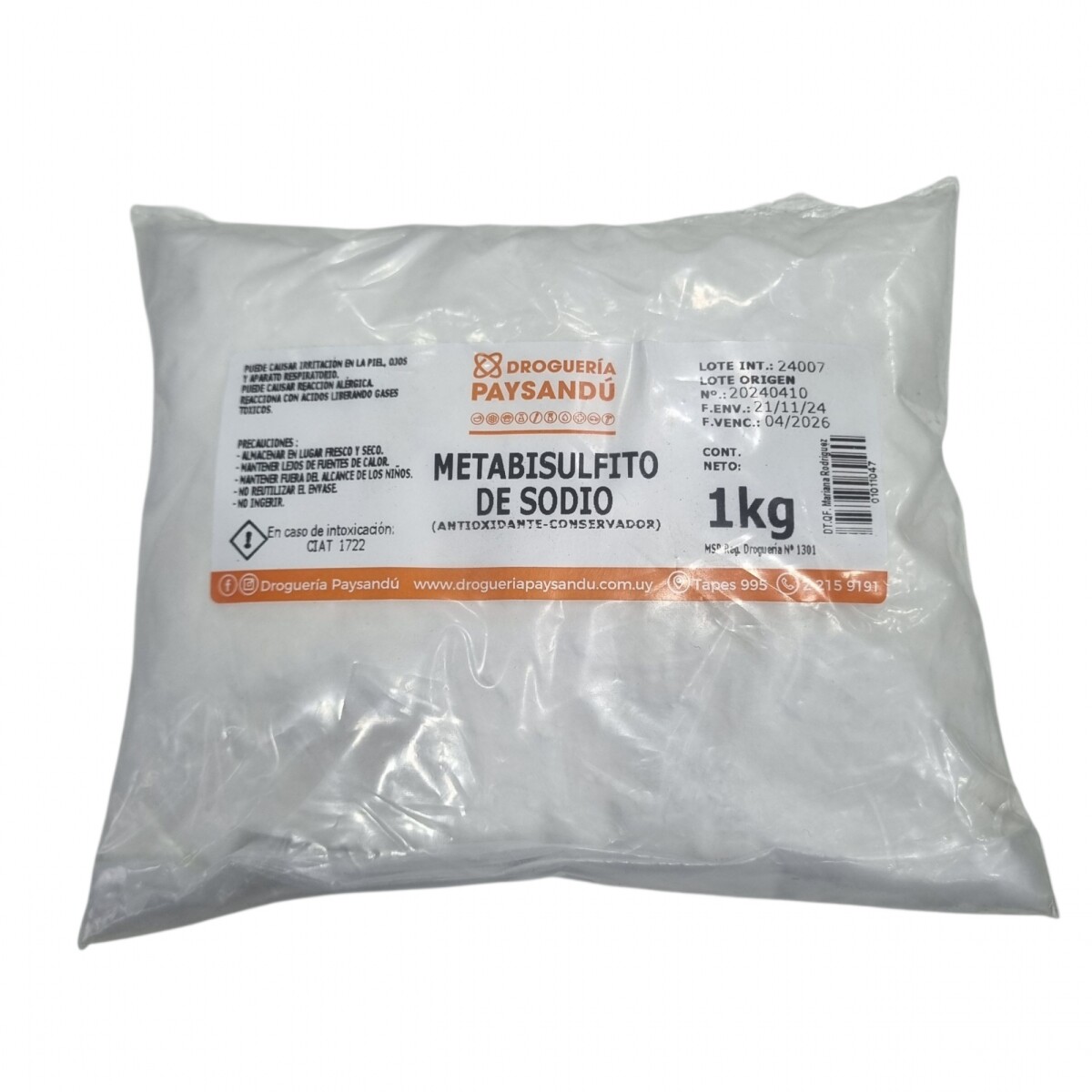 Metabisulfito de Sodio - 1 kg 