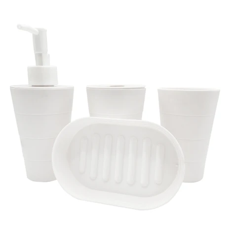 Kit Set Dispensador Jabon Y Porta Cepillo Soporte Cepillos Variante Color Blanco